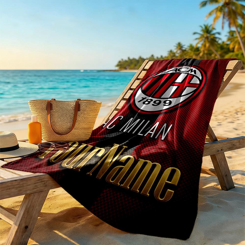Ac Milan Customizable Name Beach Towel Soft Durable Quick-Dry Portable for SwimmingBeachCamping Travel Beach AccessoriesGym