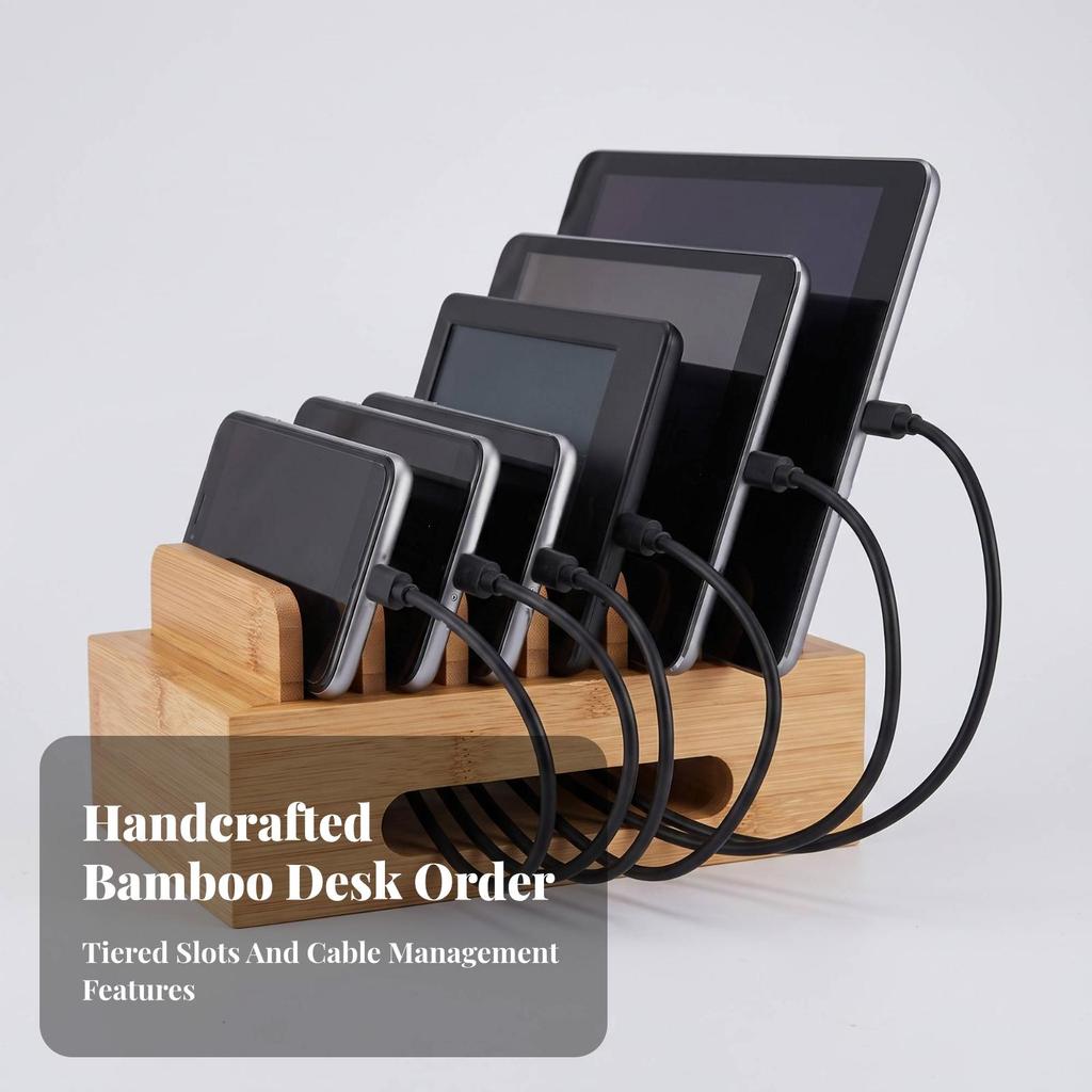 Bamboo Organizer Stand Space-Saving Dock Tidy for Students