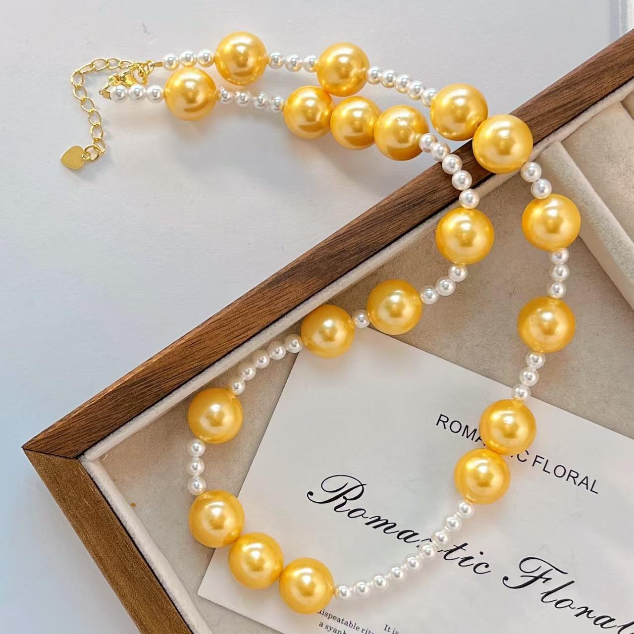 Vintage Design Sense Mixed Color Candy Shell Beads Pearl Gypsy Collarbone Chain Necklace