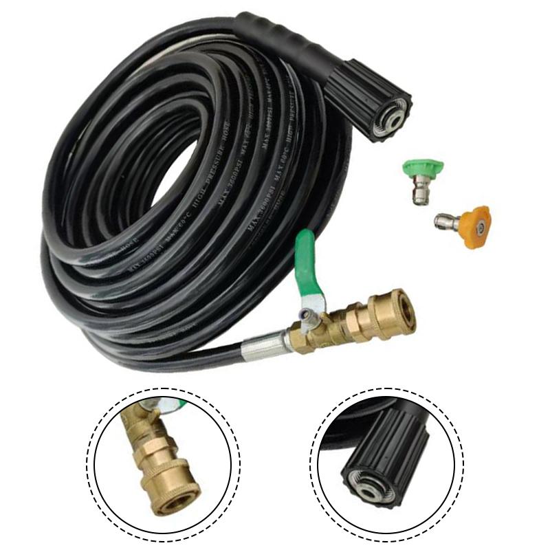 Water Hose Kit with High Pressure Cleaning Pipe Nozzles and Movable Valve for Outdoor Lawn and For Garden Use 7m and 10m Length