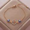 YILUOCD Bohemian Ovaly Blue Evil Eye Bracelet For Women 18k Gold Plating Tree of Life Chain Bracelets New Prayer Jewelry