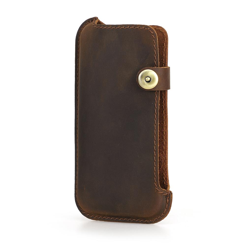 

Genuine Leather Men Phone Case Holster For iPhone 17 16 15 14 Pro Max 6.9 inch Cellphone Loop Waist Bag Phone Travel Camping кавовий