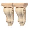 2 Peças de Console Decorativo em Madeira Maciça Esculpido à Mão Design Europeu Versátil Enfeites de Canto para Portal Mobiliário Lareira