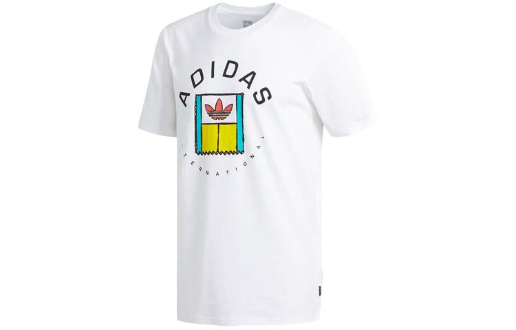 

Adidas Originals Trefoil Collection T Shirts Men s White Crew Neck Moderate Straight Fit DT8111 S