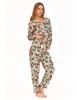 Women's Two-Piece Long Pajama Set, Button-Down, Viscose, Collar, MORAJ M PATT 1
