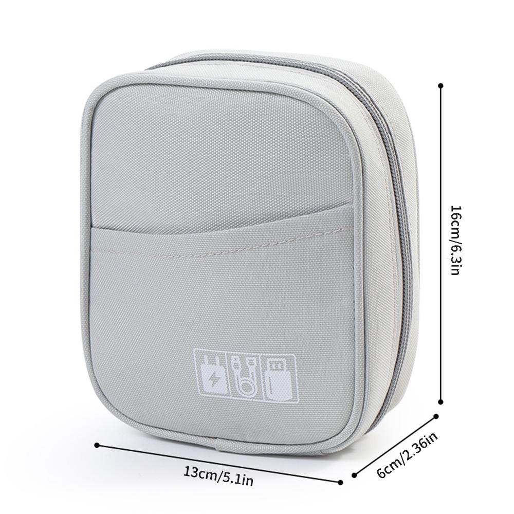 

Waterproof Portable Cable Organizer Bag - Travel Digital Accessories Pouch for USB Power Bank Earphones Storage Case with Zipper світло-сірого кольору