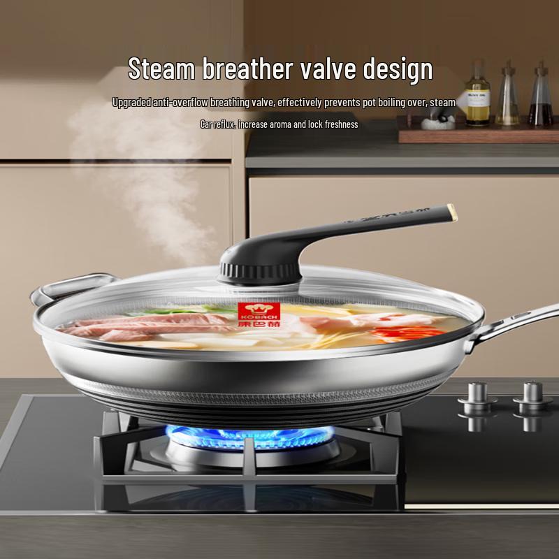 KOBACH 34cm 316L Stainless Steel Honeycomb Non-Stick Frying Pan