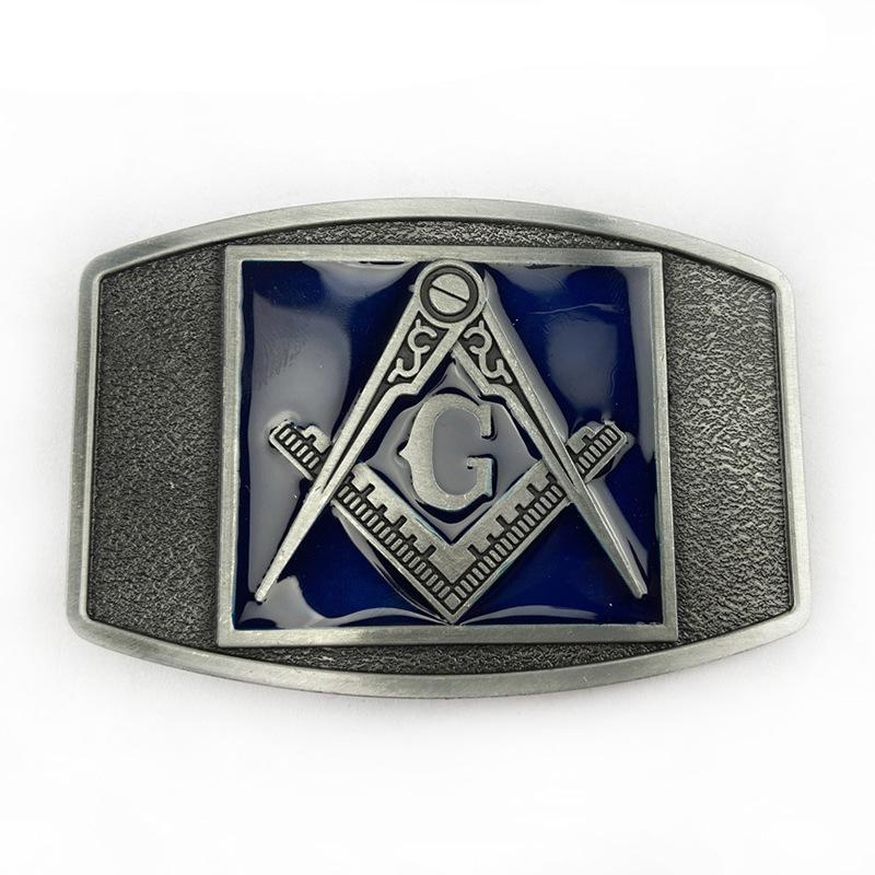 Retro Masonic Plate Buckle: American West-Inspired Fashion Belt