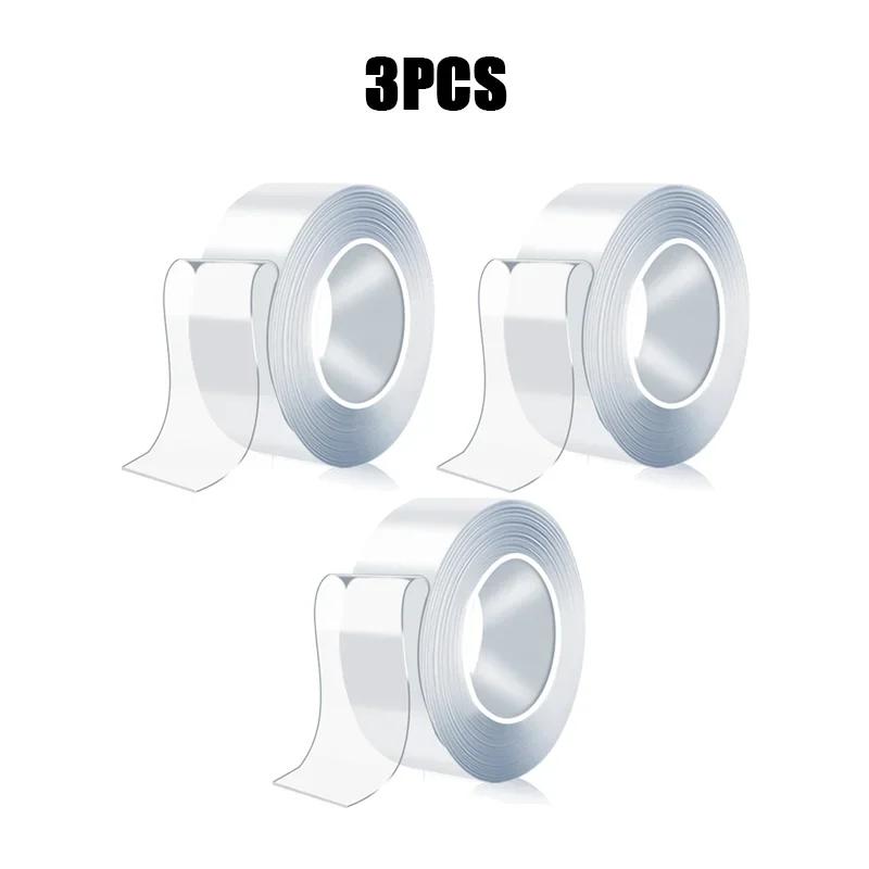 1-3M Nano Double Sided Tape Heavy Duty Transparent Adhesive Strips Strong Sticky Multipurpose Reusable Waterproof Mounting Tape