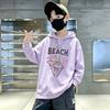 Trendy Children's Hooded Sweatshirt with Cool Beach Surfing Skull Print, for Boys and Girls, Baby Pullover Sweatshirt