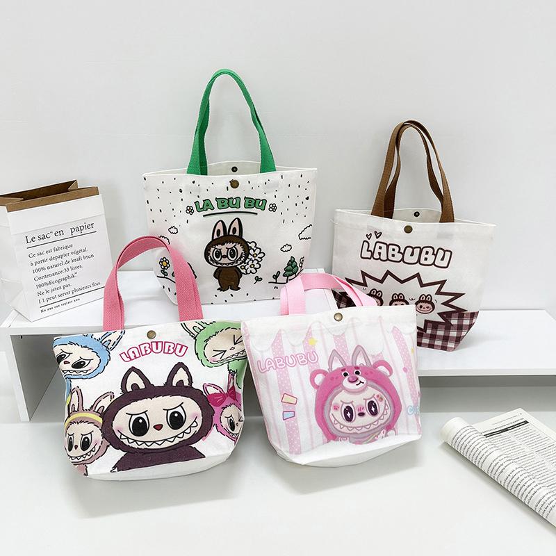 תיק קנבס לאבובו כותנה חמוד מצויר מצחיק תיק טוטה קניות פאוץ' סטודנט נוסע רב-תכליתי פשוט תיקי נשים מתנה