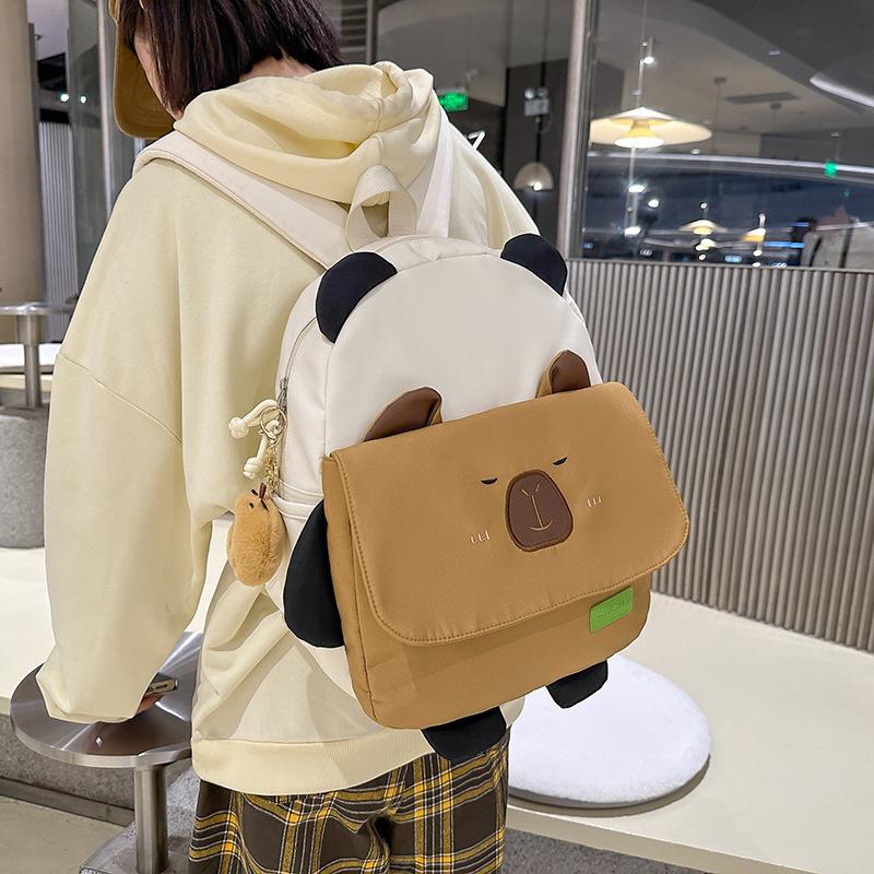 Cute Kapibara schoolbag for female junior high school students Cartoon versatile backpack for female high school students Large capacity backpack