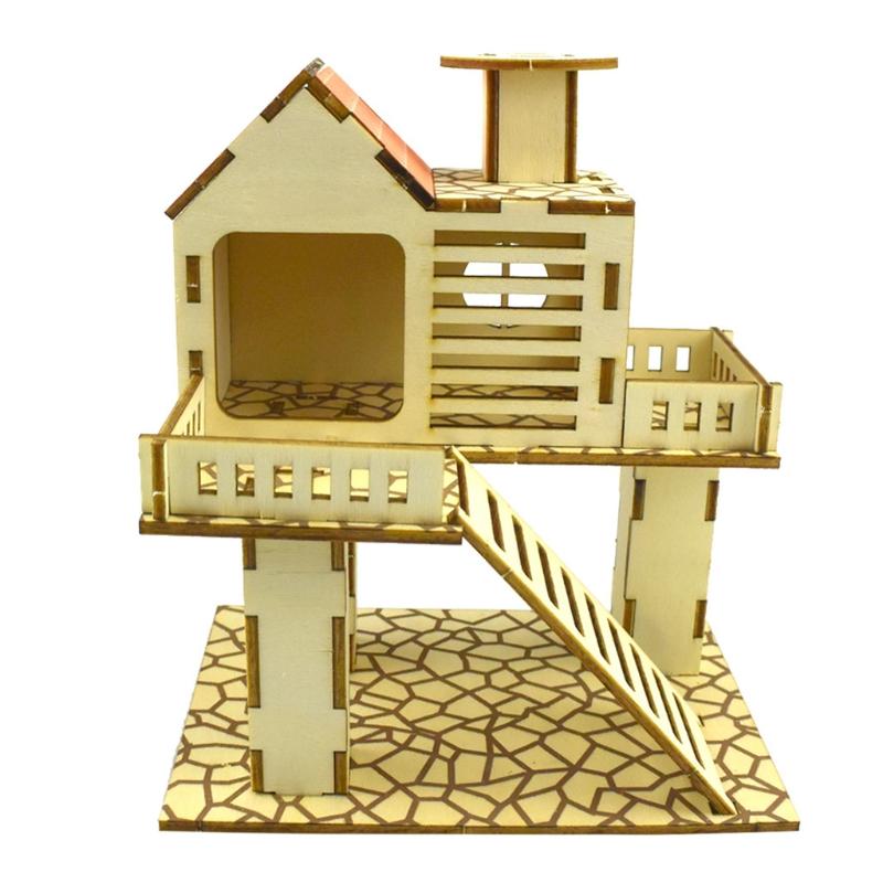 Holzvilla Haus für Hamster Kletterspielzeug Versteck Nistplatz Lebensraum für Chinchillas Meerschweinchen Kleintiere 5 Stile Dropshipping