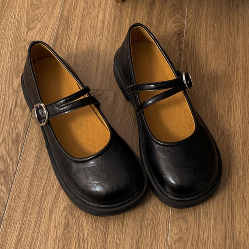 Fashion Janpanese Thick Soled Leather Women Shoes 2025 Spring Autumn New Fashion Elegant Comfortable Soft Women's Single Shoes