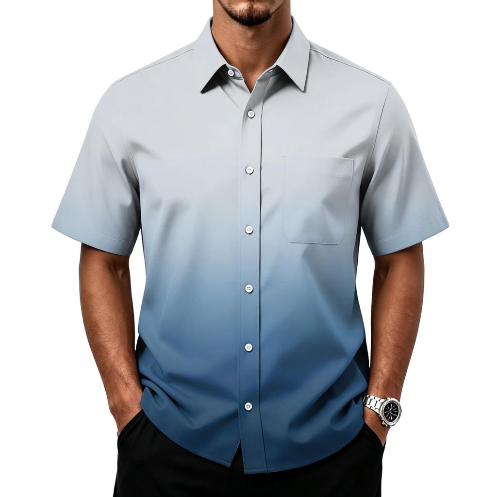 Men's Casual Short Sleeve Button Down Shirt with Chest Pocket Lightweight Breathable Summer Shirt for Everyday Wear