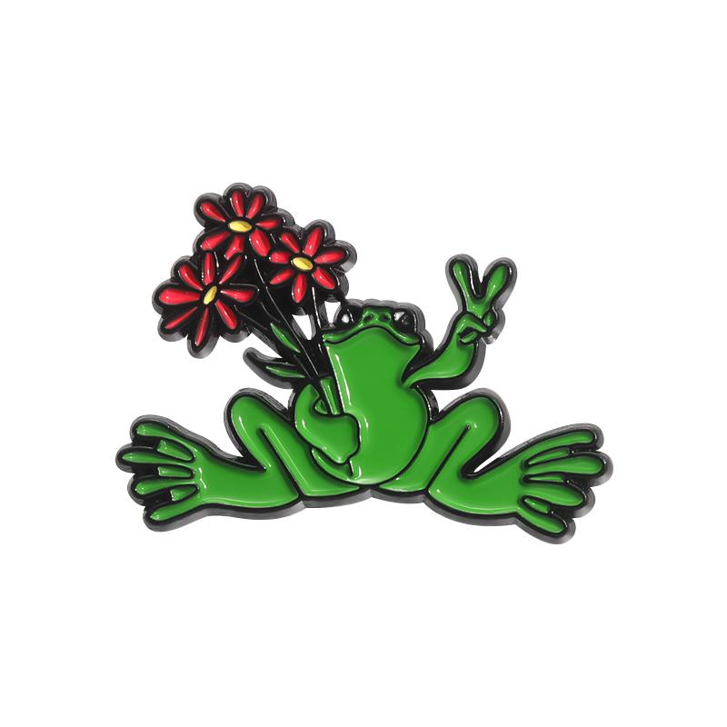 

Cute Scissorhands Frog Enamel Pins Custom Creative Frog Patter Brooches Lapel Badges Cartoon Animal Jewelry Gift for Friends