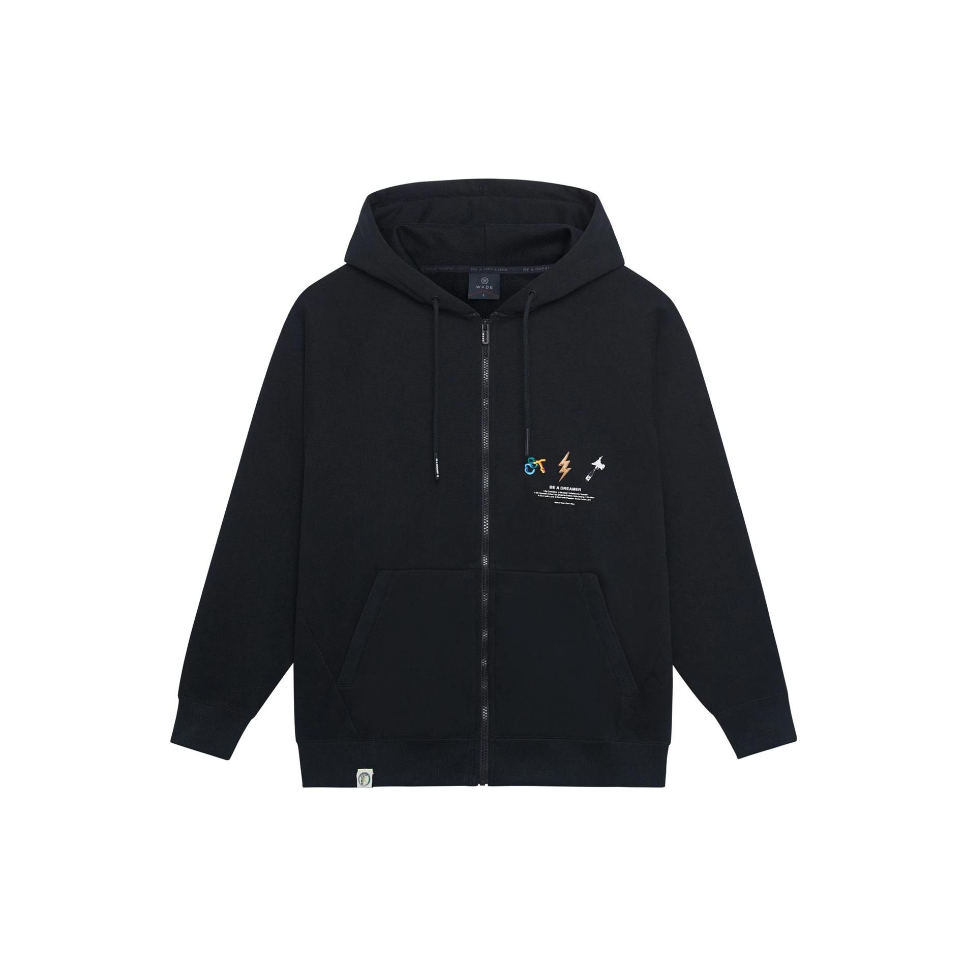 Li Ning Sweatshirts Unisex Black Hooded Moderate Cardigan AWDSI35-1 XL