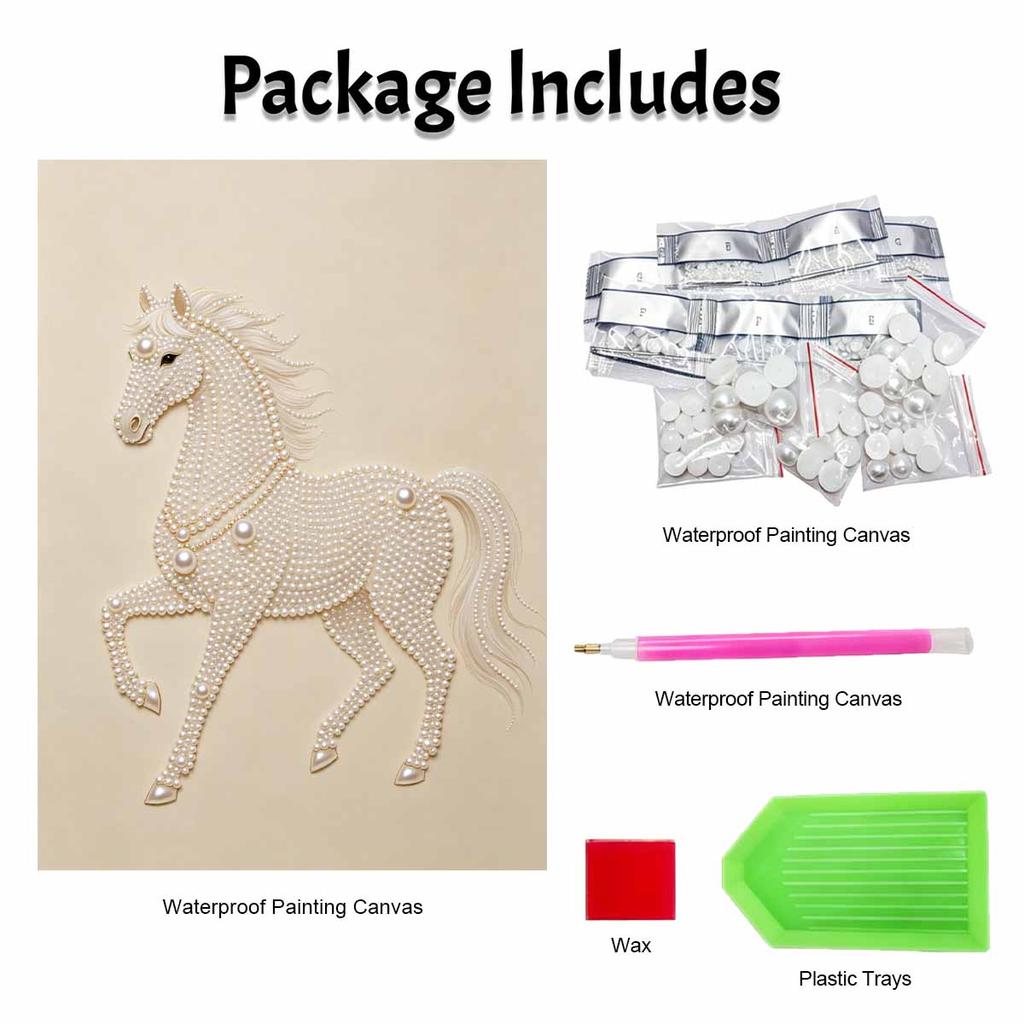 5D DIY Pearl Diamond Painting Kit Majestic Horse Full Drill Embroidery Mosaic Art Home Wall Decor Gift