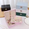 Desktop Jewelry Box Large Capacity Double-layered Jewelry Storage Box Ring Necklace Earrings Organizer Box Leather Material