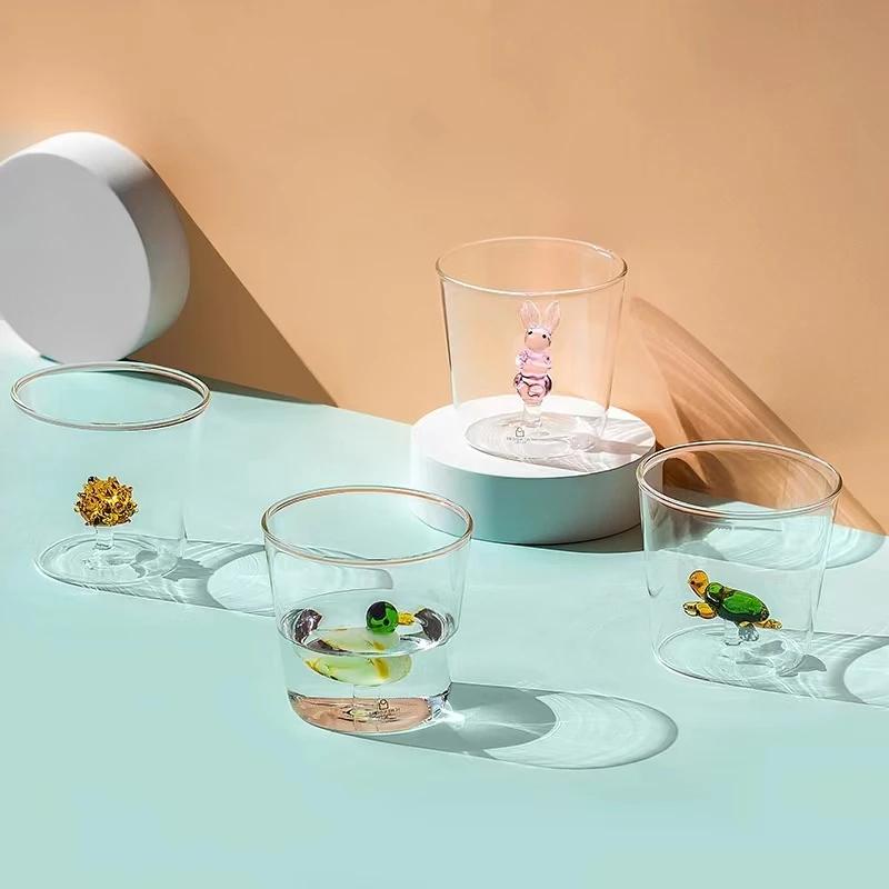 Cute 3D Animal Farm Glass Cups Italy Design Glassware Drink Whiskey Glasses Coffee Mug Kids Borosilicate Milk Water Teacup