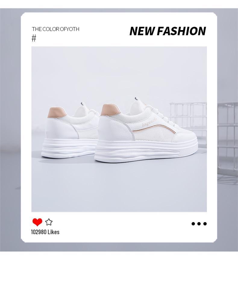 1752 Damen Weiße Sommer-Sneakers, Vielseitiger Dicksohlen-Hot-Style 2022 mit Mesh-Design zur Innenhöherlegung