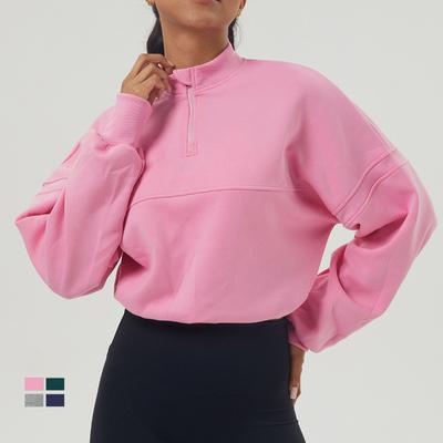 Autumn Winter Loose Sporty Sweatshirts Women Pulovers Long Sleeve Zipper Workout Shirt Female Joggings Fitness Training Tops