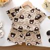 Cartoon Dinosaur Kids Summer Short Sleeve Set With Breathable Cotton For Toddler Boys And Girls
