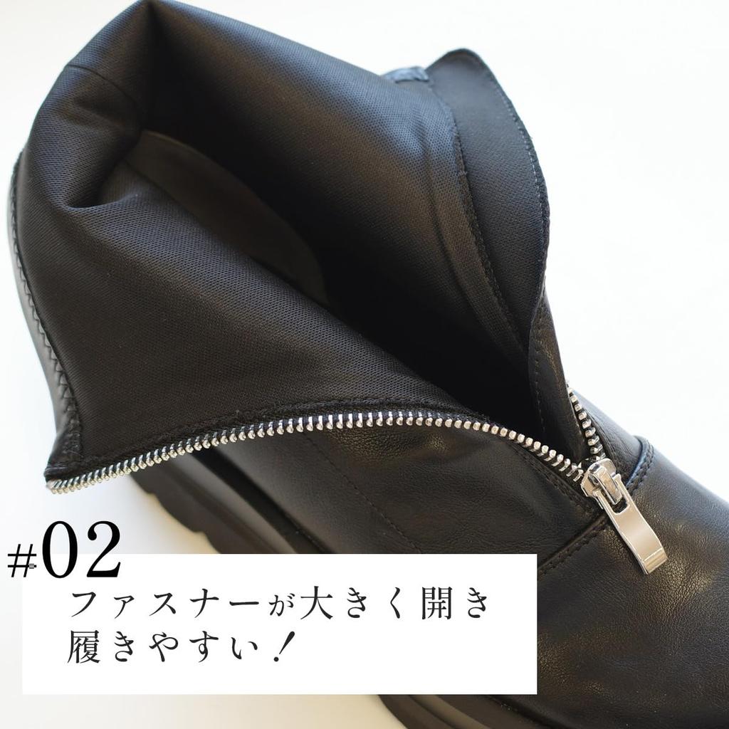 [AmiAmi] Platform Boots, Front Zip Boots, Women's Short Boots, Black Track Sole, SH214 (S (22.5cm-23.0cm), Black (Smooth))