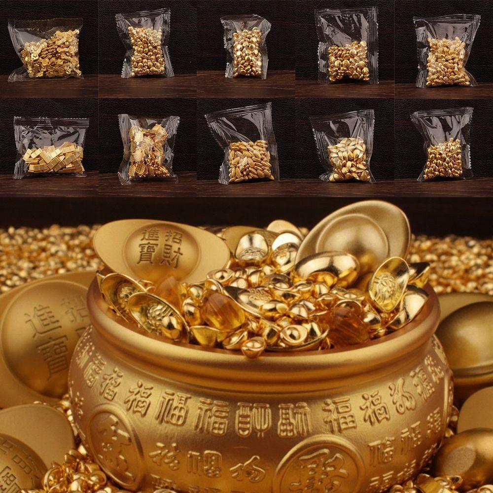 100PCS Gold Mini Gold Dollars Attract Wealth Photo Props Chinese Feng Shui Ornaments Gold Melon Seeds Handicrafts