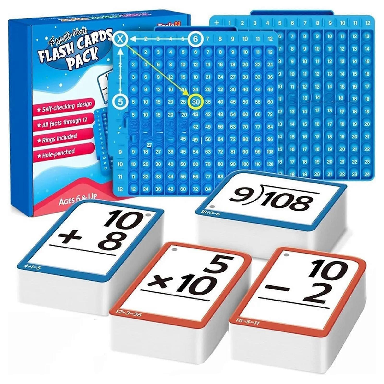 Mathe-Lernkarten + Mathe-Spielbrett, Multiplikations-Lernkarten Einmaleins-Tabelle, Mathe-Lernmaterialien Division, Addition, Subtraktion Spiele Spielzeug
