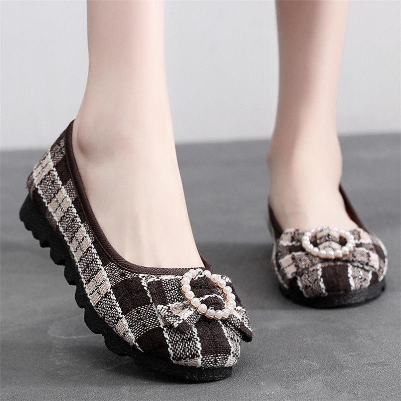 

Весенние и летние женские тканевые туфли, одиночные туфли, плоские туфли для мам, мягкая подошва для одной ноги 41