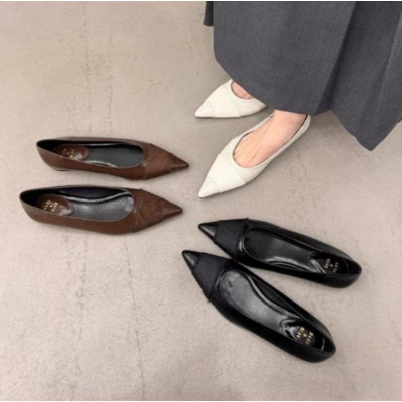 Fashion Spring Autumn New Style Women Flats Pointed Toe Plaid Ballet Flats Woman Shoes Solid Color Boat Shoes Single Shoes Zapatos Mujer