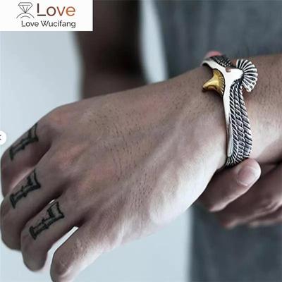 Viking Örn Armband Alla Hjärtans Dag Present Till Pojkvän Justerbar Öppen Tribal Djurliv Smycken Indisk Örnvinge Armband