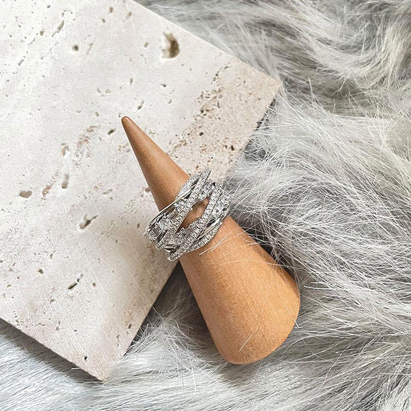 

Korean Luxury Zircon Cross Finger Ring Trendy Exquisite Cz Diamond Open Ring For Women Temperament Versatile Jewelry