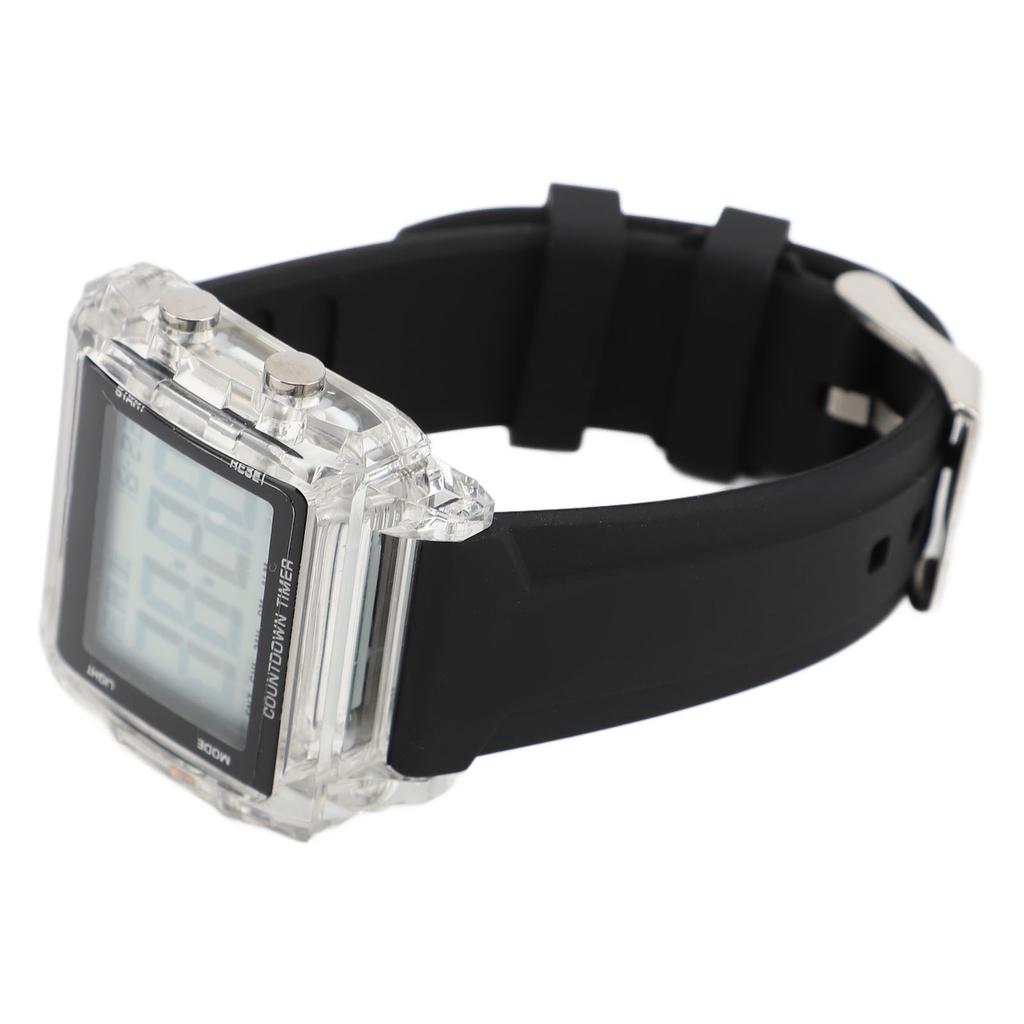 Classical Unisex Electronic LED Watch Simple Chronograph Date 50m Water Proof Rectangle Sports Digital Watch for Travel