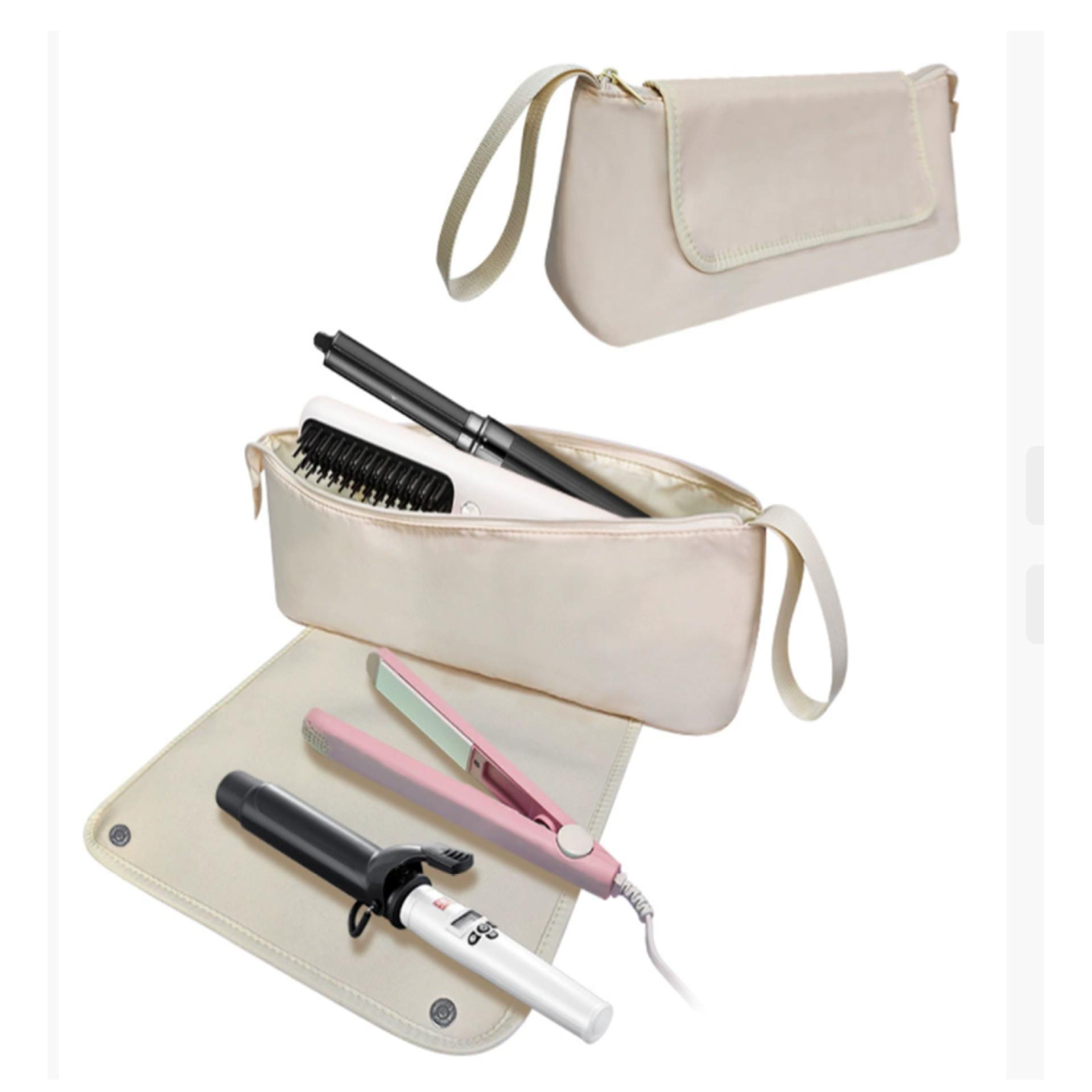 

Polyester Hair Tools Organizer Pouch - Large Capacity for Hair Dryer Straightener Styling Tools Travel Storage Bag бежевый