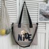 Bolso Tote de Lona Oxford para Mujer con Estampado de Letras Suave para Hombro Uso Diario