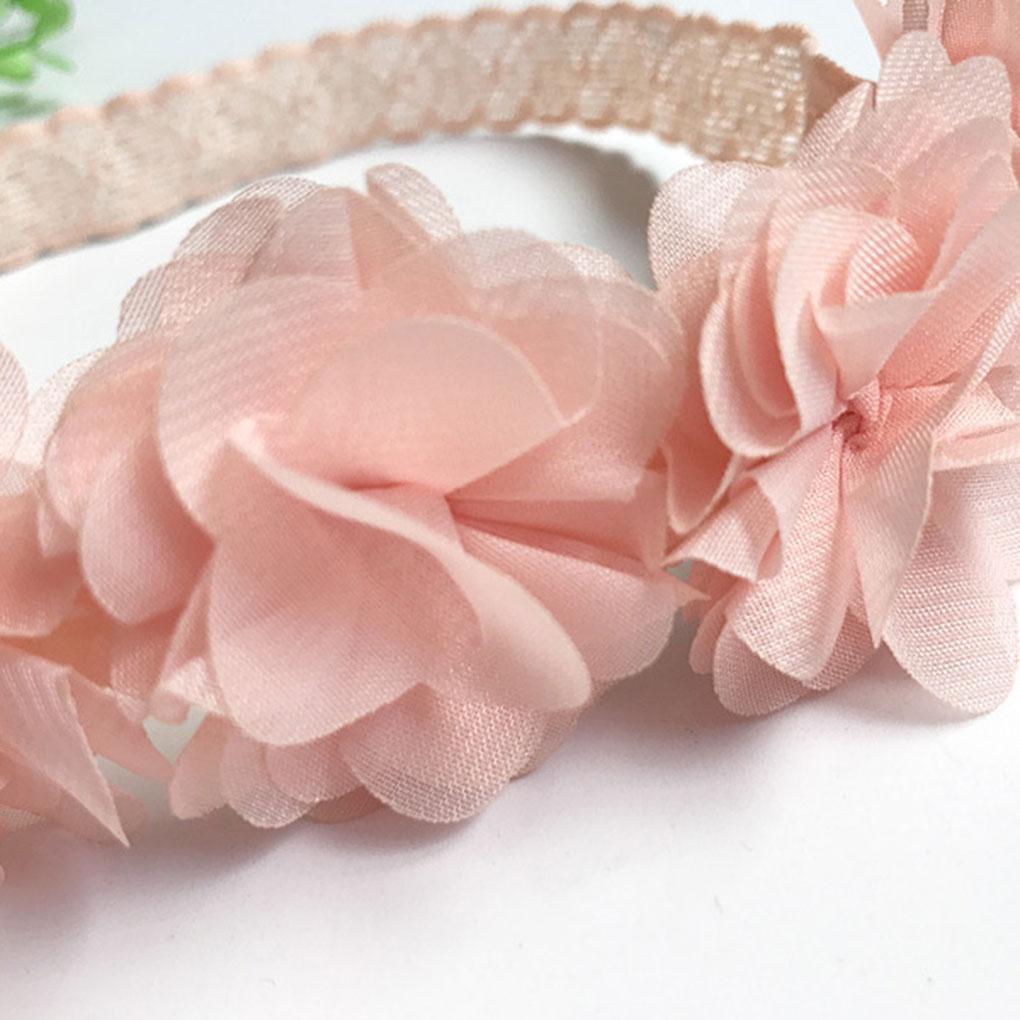 Children Newborn Toddler Baby Flower Headband Pink Ribbon Hair Bands Handmade DIY Headwear Head accessories