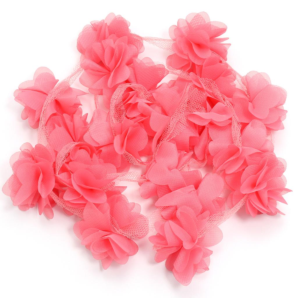 20pcs 5.5cm Chiffon Cluster Flowers Colorful Artificial Flowers For DIY Wedding Party Lace Trim Clothing Gifts Decor Accessories