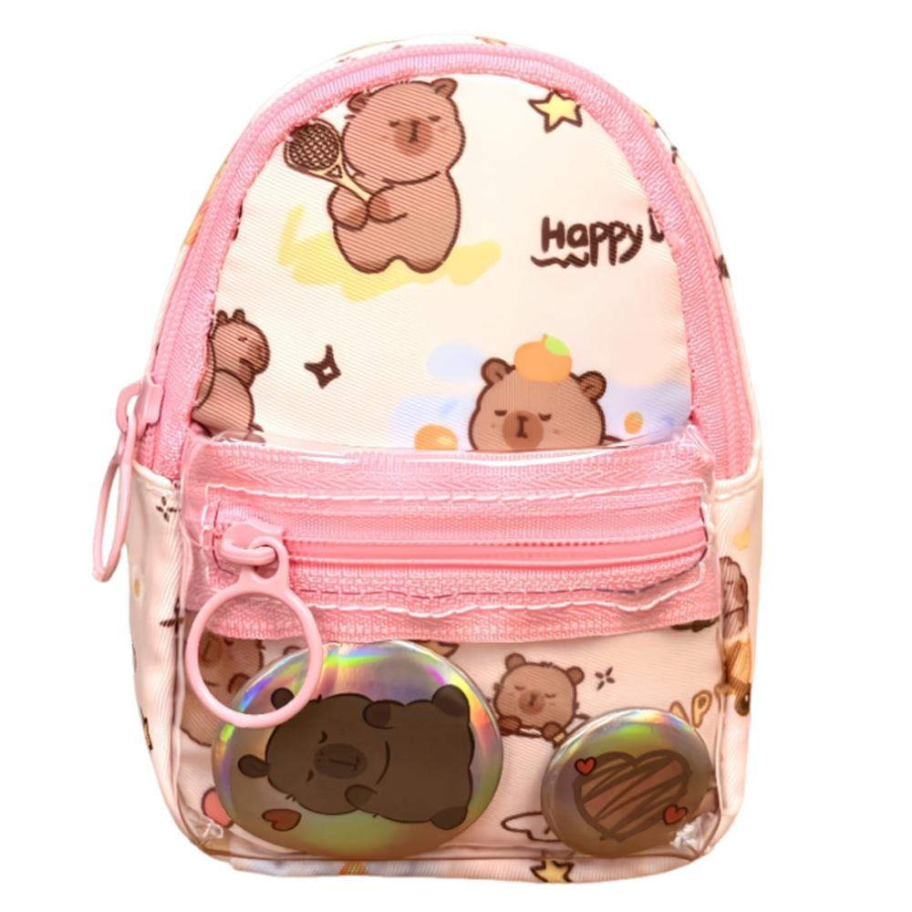 

Портативный мини-кошелек для монет, дизайн школьного ранца, сумка для демонстрации аниме-значков, чехол для наушников розовый