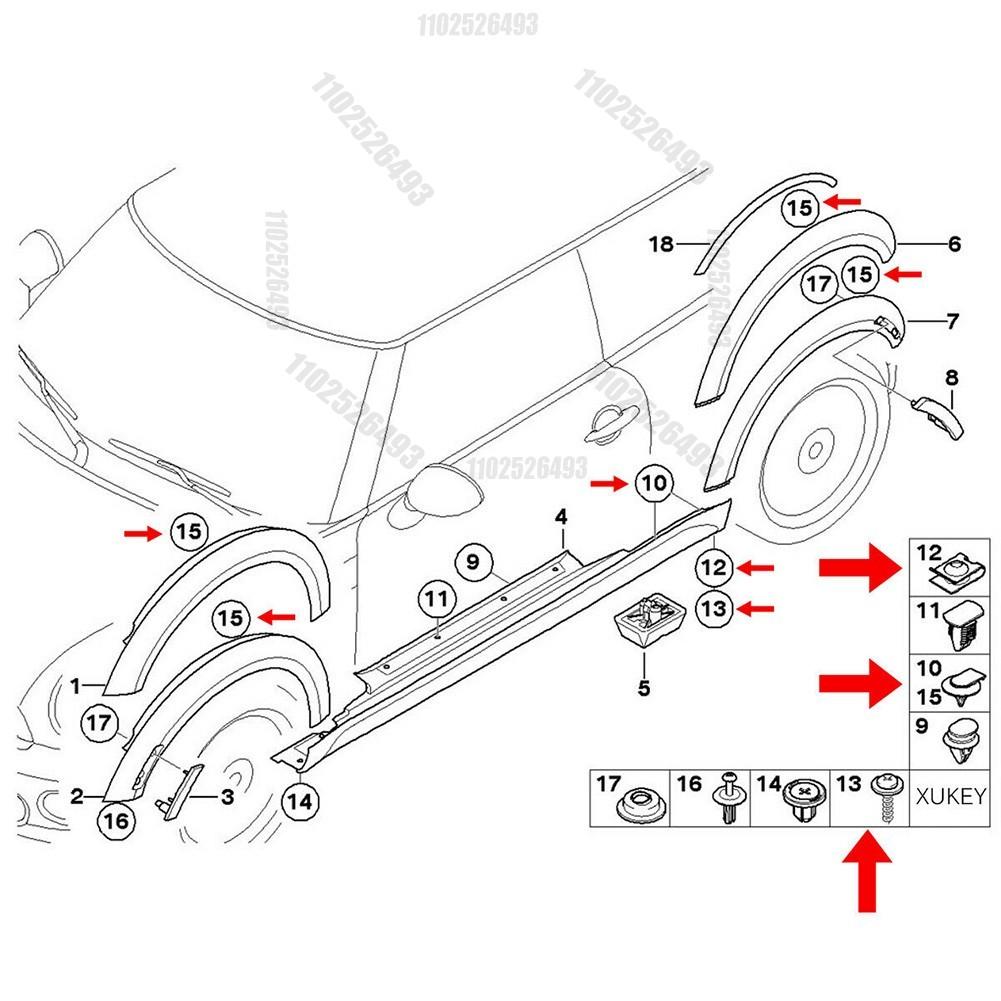 60pc U-Shape Metal Nut/Screw Washers for BMW E46 E92 E90 F10 Car Fender Bumper Cross Head Screws Engine Guard Clip Chassis Sheet