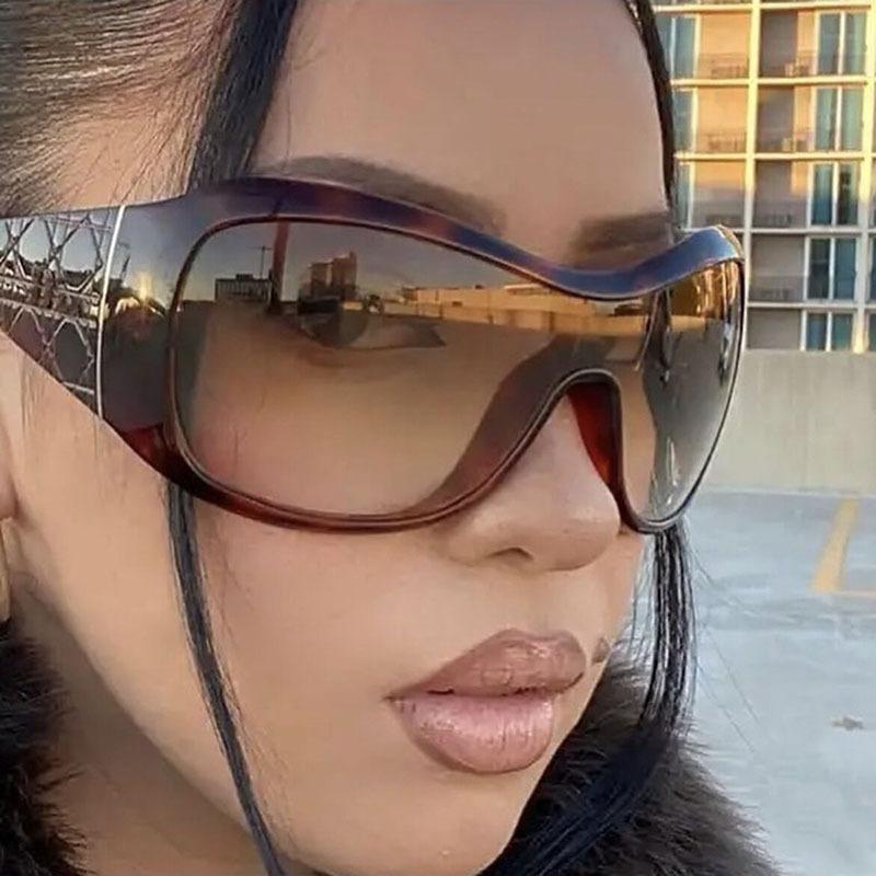Y2K Face Mask Oversized Frame Sunglasses Women Trendy Ins Sunglasses Outdoor Fashion One-piece Sports Sunglasses