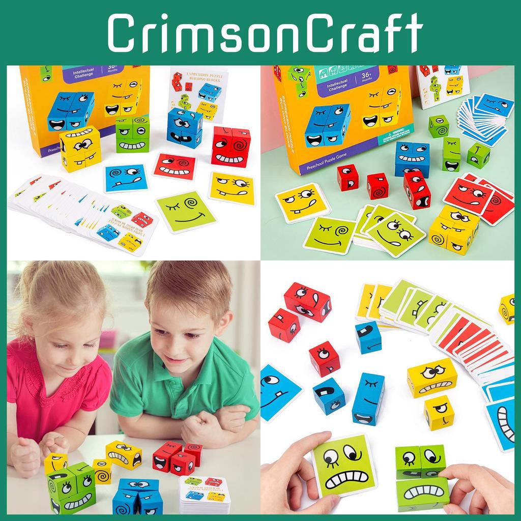 Wooden Facechanging Magic Cube Building Blocks For Kids Logic Training