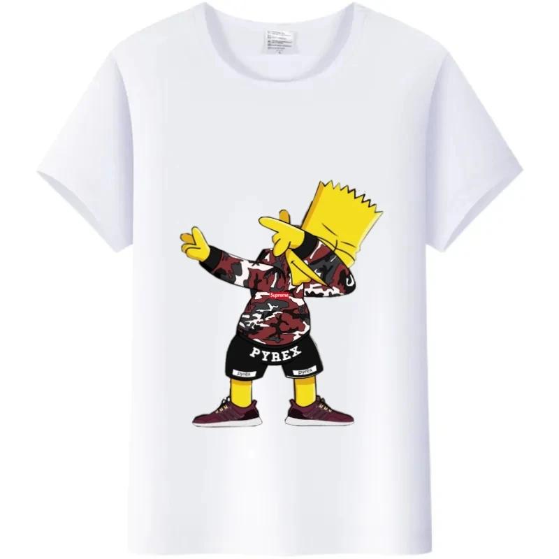 Casual Disney Cartoon Simpson Harajuku T-shirt Summer Blouses Ladies Men White Tees Tops Short Sleeve Blouses Women 90S Tshirt