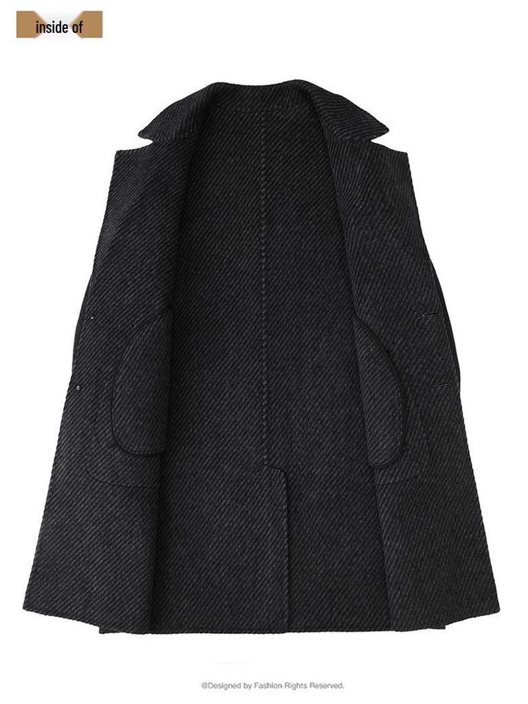 Men's Wool Double-Faced Mid-Length Trench Coat - 2025 Autumn/Winter Collection