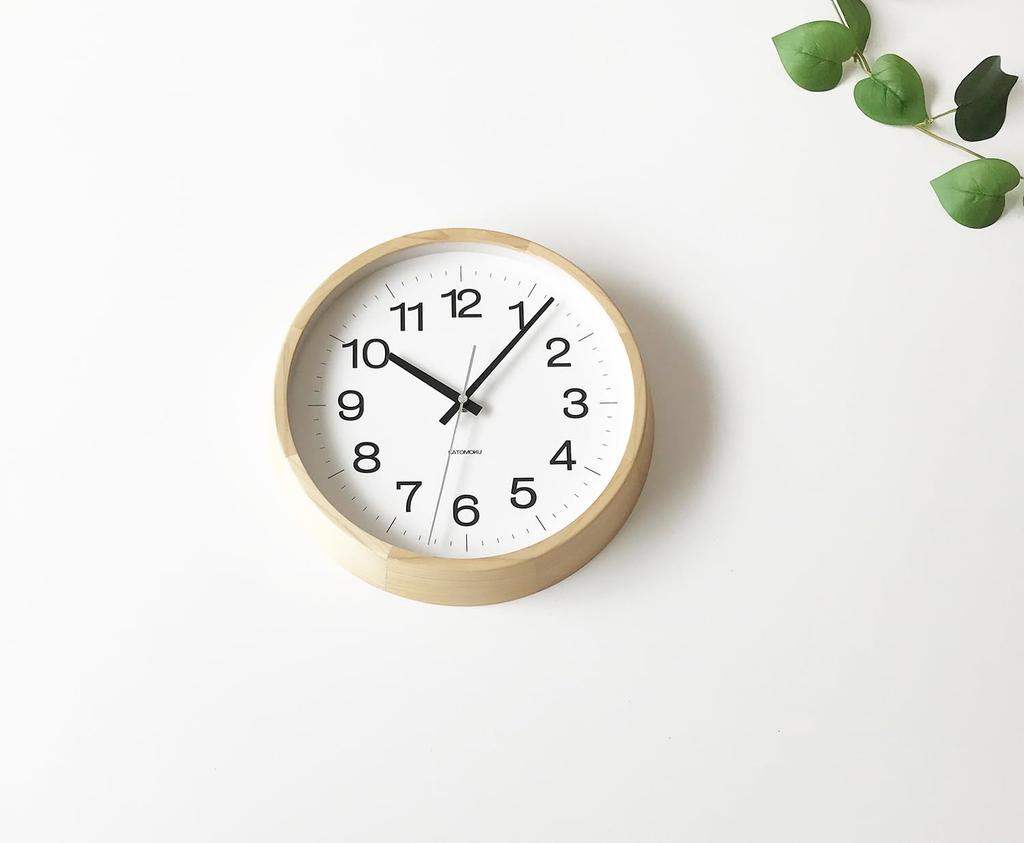 KATOMOKU Muku Clock 16, Hinoki Wood, km-113HI, Wall Clock with Continuous Second Hand, 30.6cm Diameter (quartz Clock)