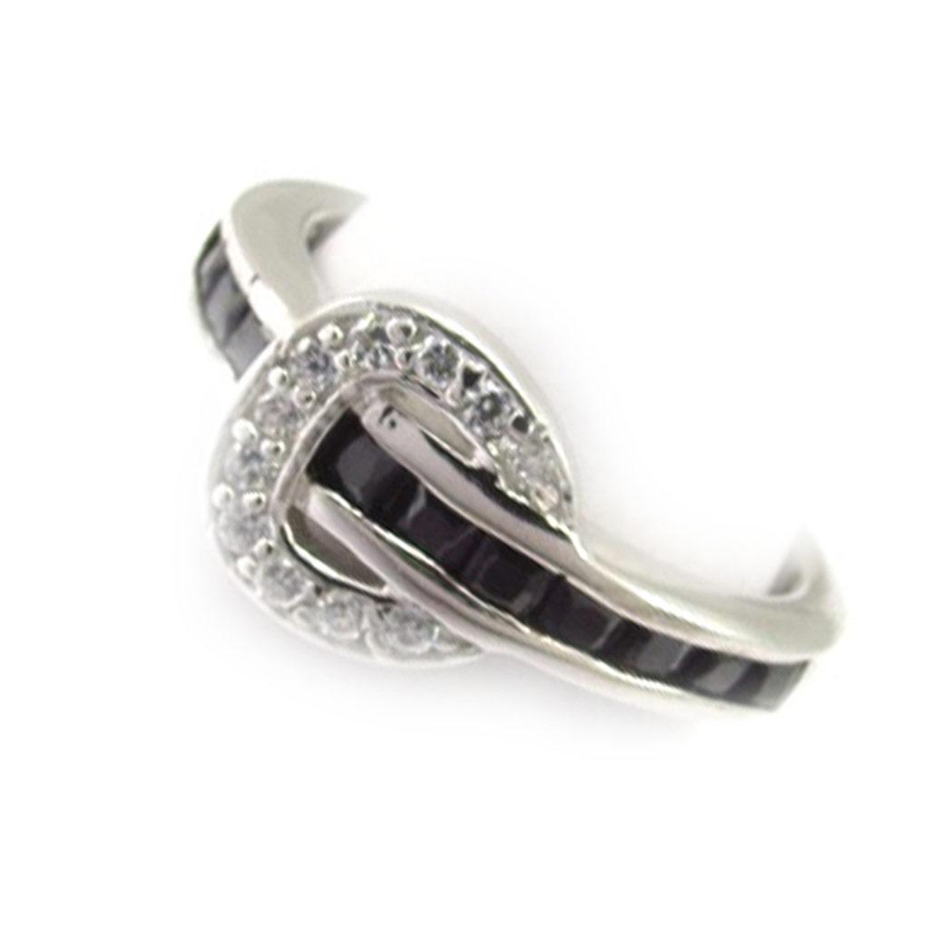 Silver Ring 'belt' White Black