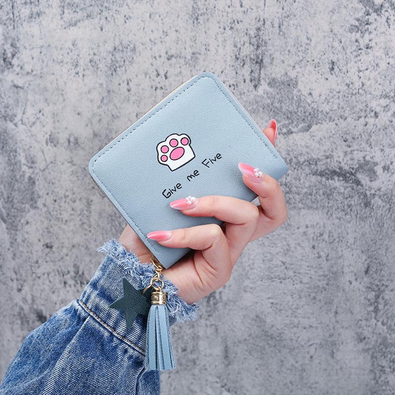 

Korean Style Women s Large Capacity Short Zipper Wallet - Fashionable, Versatile Coin Purse and Handheld Student Bag синий