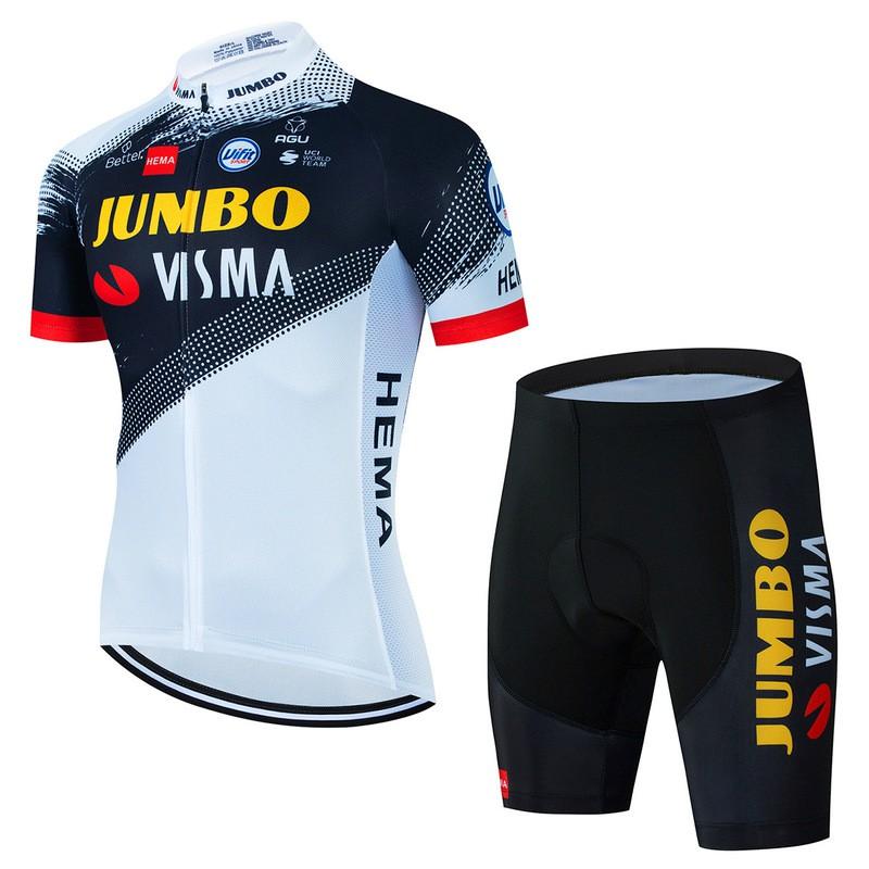 Jumbo Visma Cycling Jersey Set Short Sleeve Mens Breathable Quick Dry Mountain Road Bike Apparel