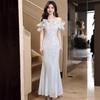 Beautiful Shoulder Host Sequined Evening Dress Banquet Annual Meeting Light Luxury Niche High-end Fishtail Skirt Small Man